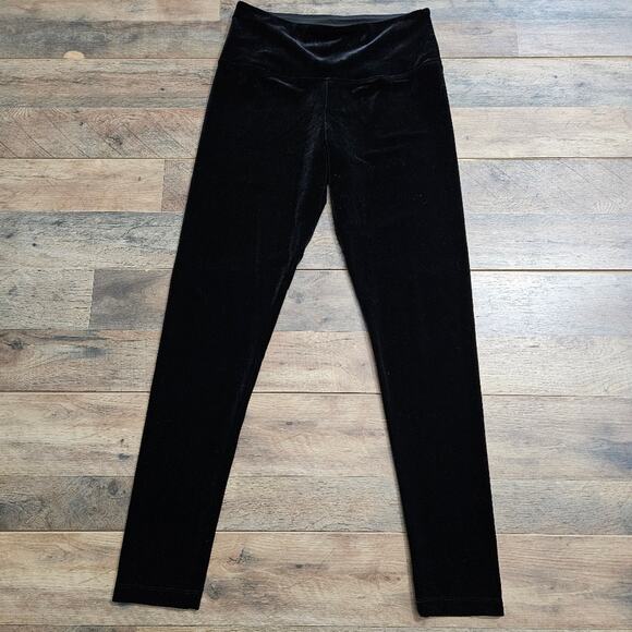 Lisse' Womens Leggings Black Velvet Pull On Skinny Leg High Rise Size Large - Picture 3 of 11